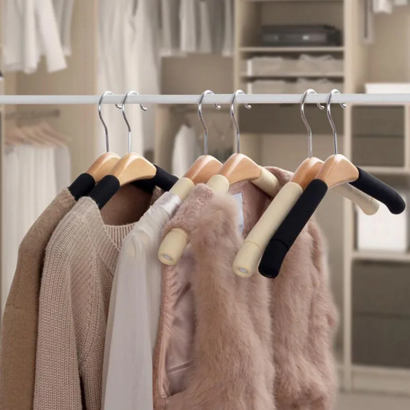20 шт./лот деревянная вешалка с противоскользящей губкой для одежды пальто