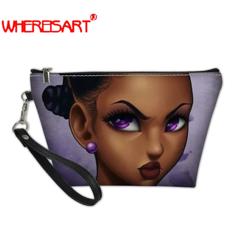 WHEREISART несессер черная африканская девушка женская косметика сумка косметичка