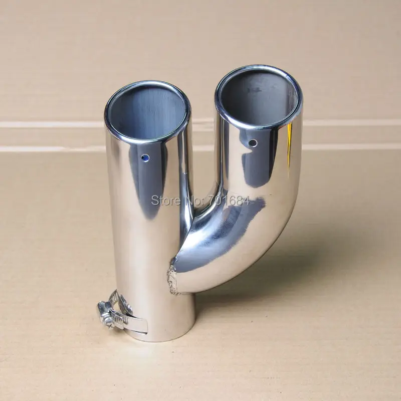 Универсальный автомобильный хромированный двойной глушитель выхлопной трубы