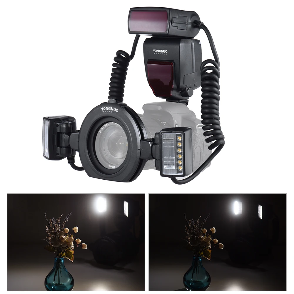 Вспышка Yongnuo YN24EX E TTL для макросъемки камер Canon EOS 1Dx 5D3 6D 7D 70D 80D с 2 головками вспышки