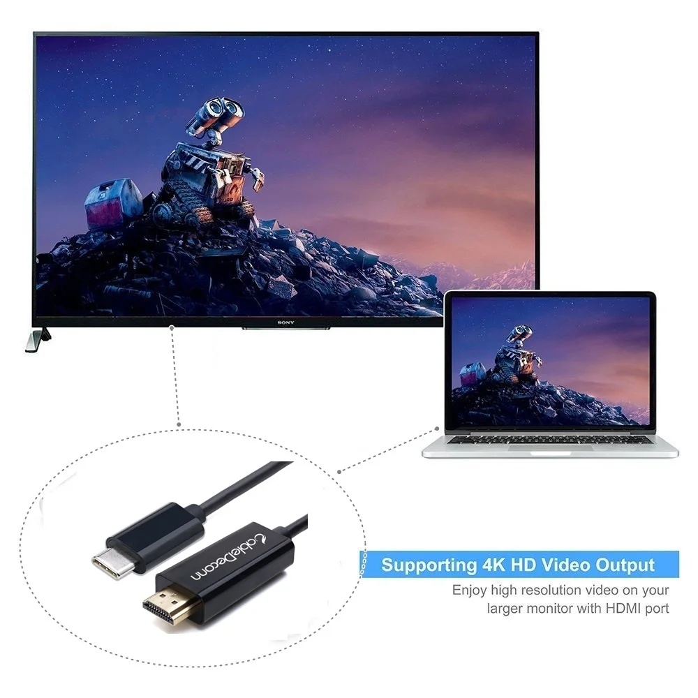 Новый USB 3 1 C Type Thunderbolt на полный HDMI 4K 60HZ Кабель адаптер для Macbook 2016 Google Chromebook Pixel 2017