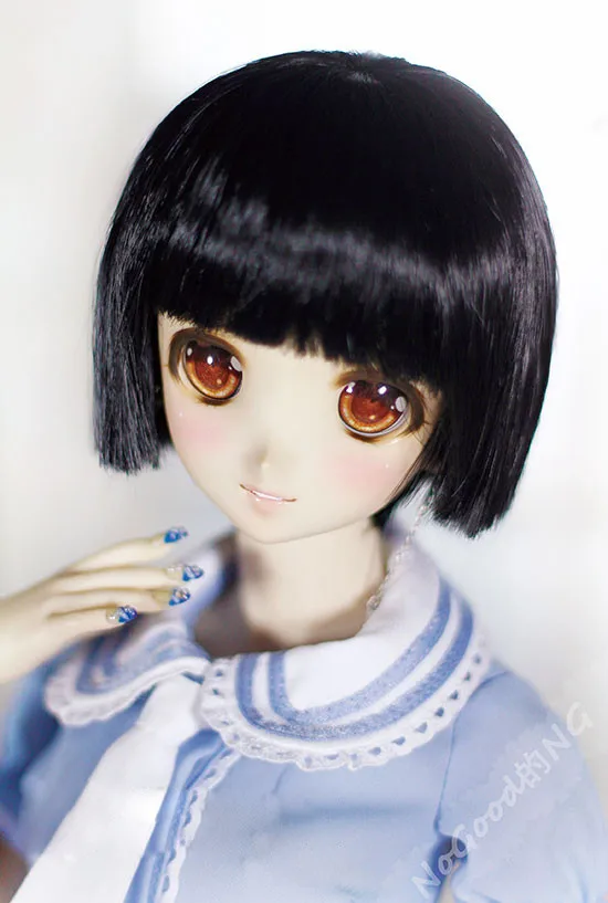 Парики для куклы BJD черные высокотемпературные волосы короткие прямые парики