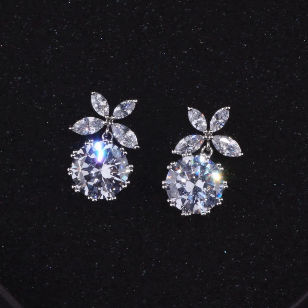 Серьги подвески с фианитами для женщин невест подружек невесты JZ001|earrings for|dropping