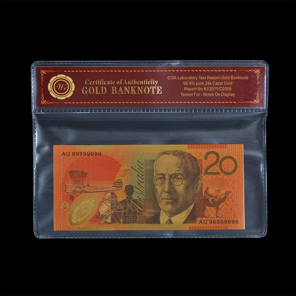 Австралийский сувенир металлическая позолоченная Банкнота с красочным 3D