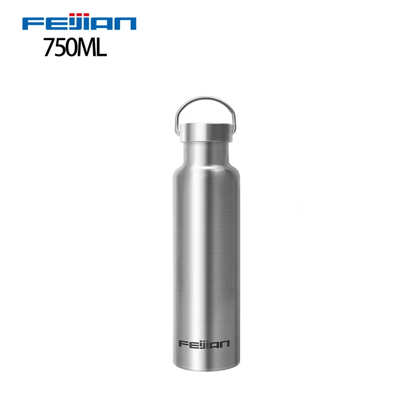 only bottle FEIJIAN Спортивная бутылка для воды из нержавеющей стали с двойными стенками, вакуумная изоляционная герметичная для путешествий, велоспорта, пеших прогулок, кемпинга - Цвет: only bottle