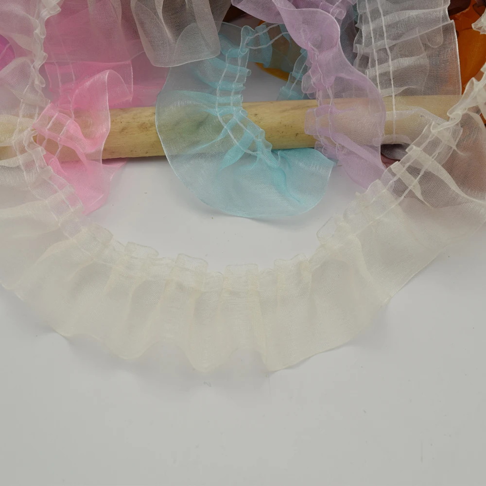 90 ярдов разноцветные кружевные плиссированные кружева разных цветов с оборками