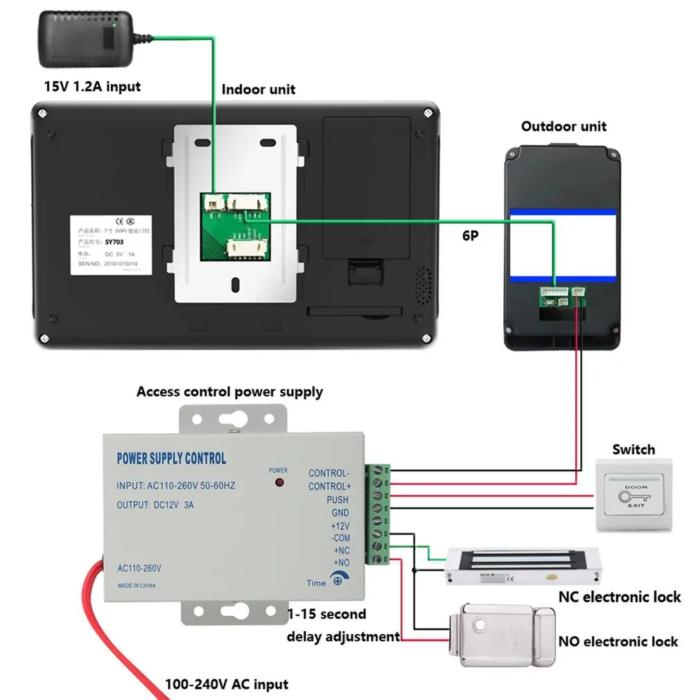 7 дюймов проводной Wifi RFID пароль разблокировка видеодомофон ID карты система входа