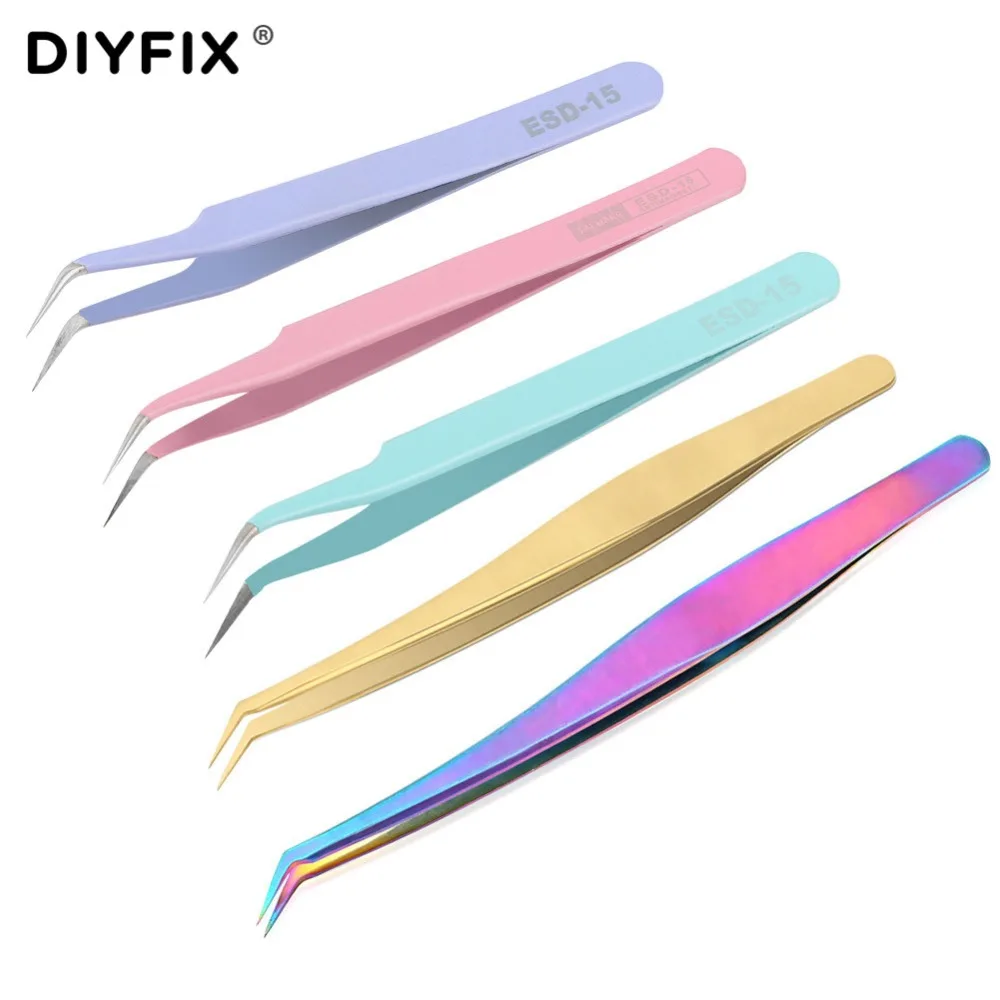 Пинцет DIYFIX для наращивания ресниц пинцет из нержавеющей стали с изогнутыми