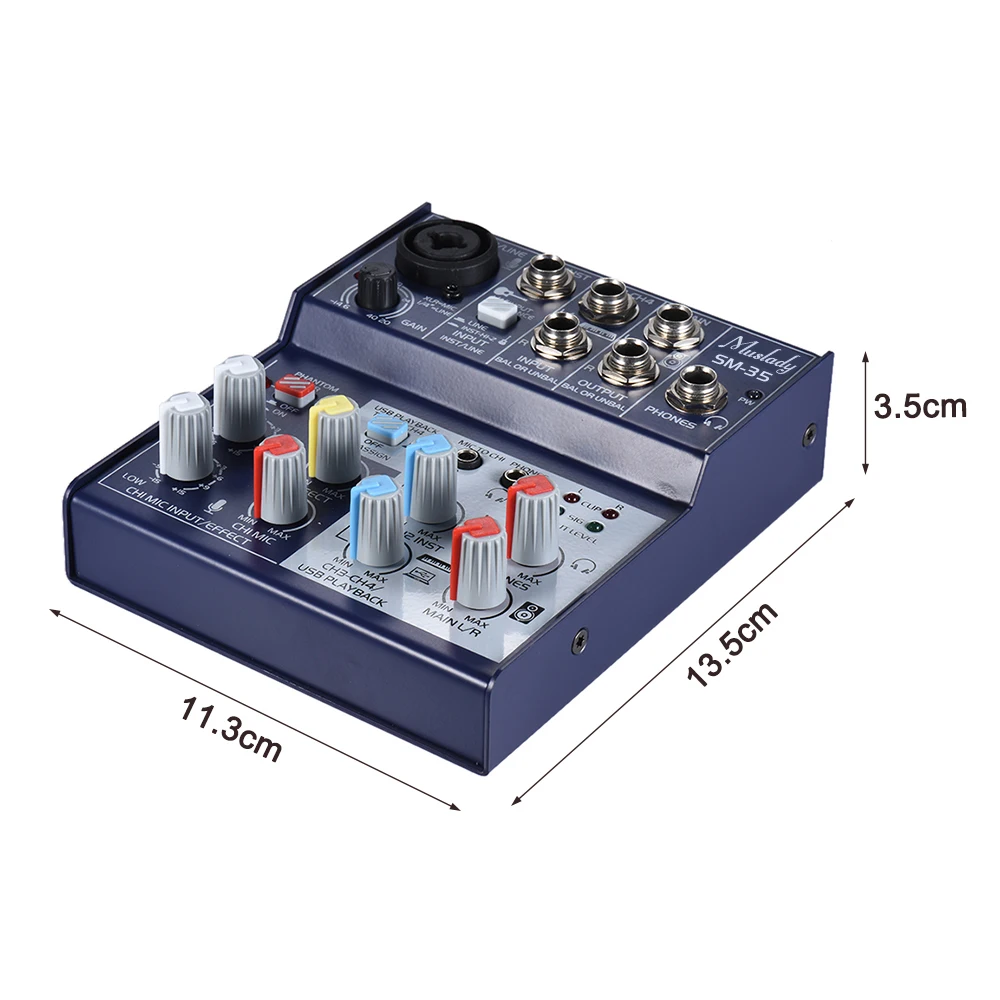 Muslady SM-35 4-Channel Sound Card Mixing Console Digital Audio Mixer Supports 5V Power Bank USB Supply | Спорт и развлечения