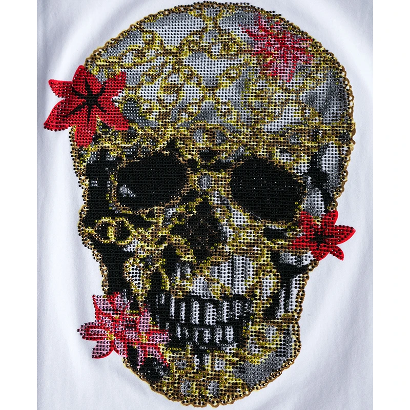 Мода 2017 г. дизайн футболки с принтом в виде черепа Стиль летняя футболка Harajuku