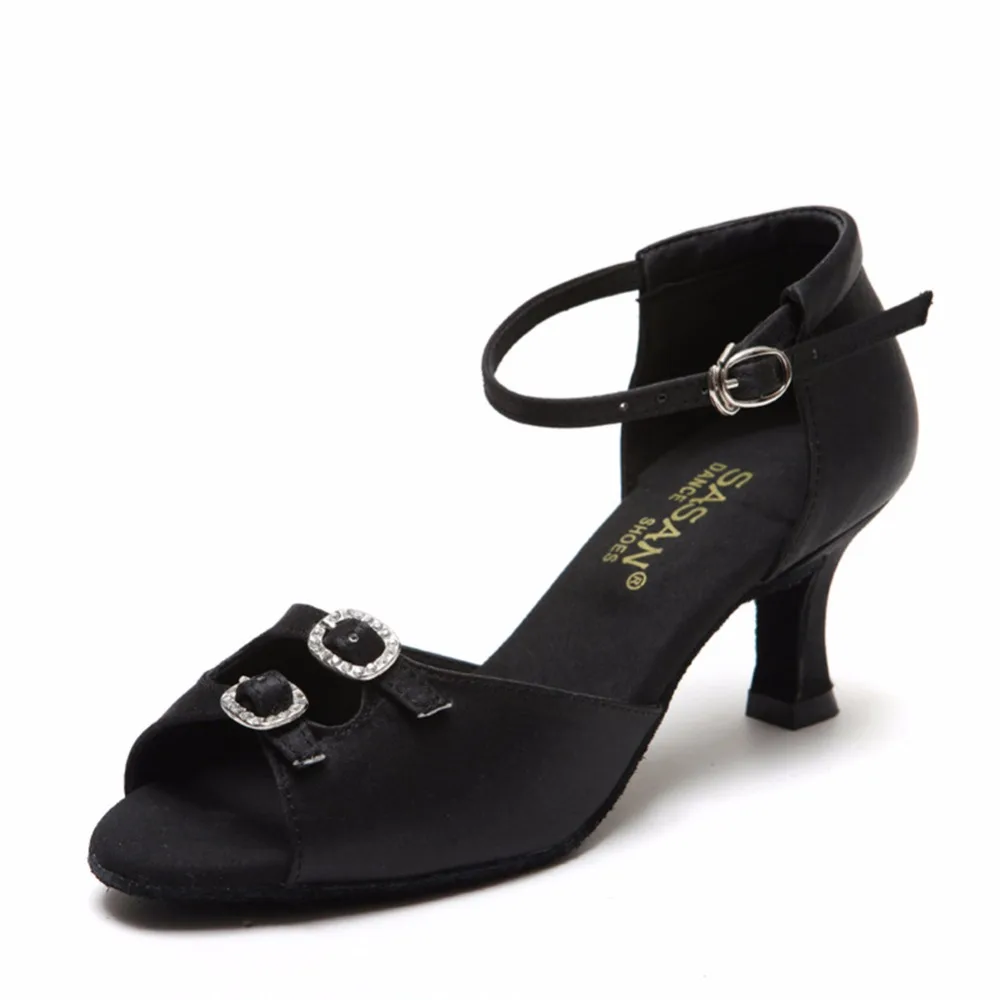 Ladies Latin Dancing Shoes 5.5 cm Height Heel Slip-on Satin Shoe Adults Women Professional Chacha Ballroom Dance Sneakers 1029 | Спорт и