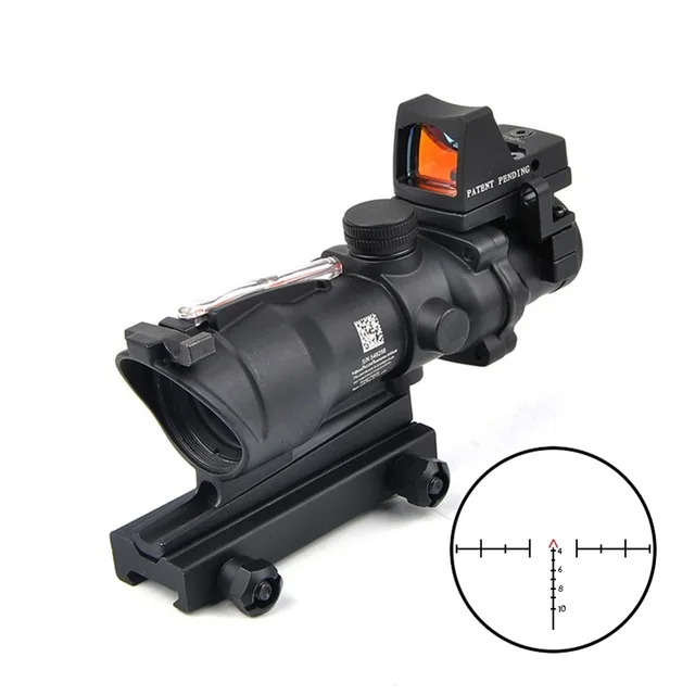 Trijicon ACOG 4X32 прицел Cahevron сетка волокно зеленый красный с подсветкой RMR Mirco Красный точка зрения тактический охотничий прицел - Цвет: Красный