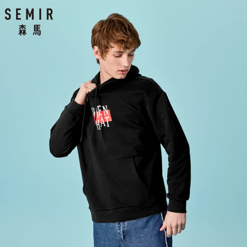 SEMIR Для мужчин печатных толстовка с капюшоном и карманом-кенгуру пуловер
