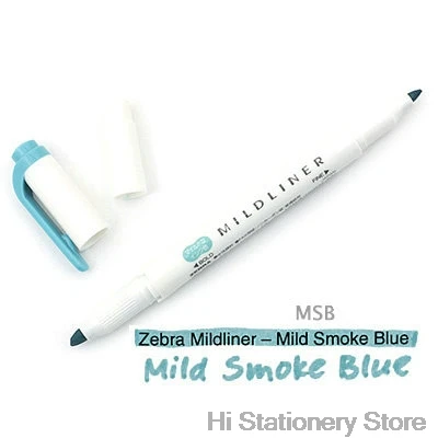 Mild Smoke Blue 1PC Брендовый маркер с рисунком зебры, двухсторонний маркер с круглым носком/косой мягкий 15 цветов на выбор для офиса и школы - Цвет: Mild Smoke Blue 1PC