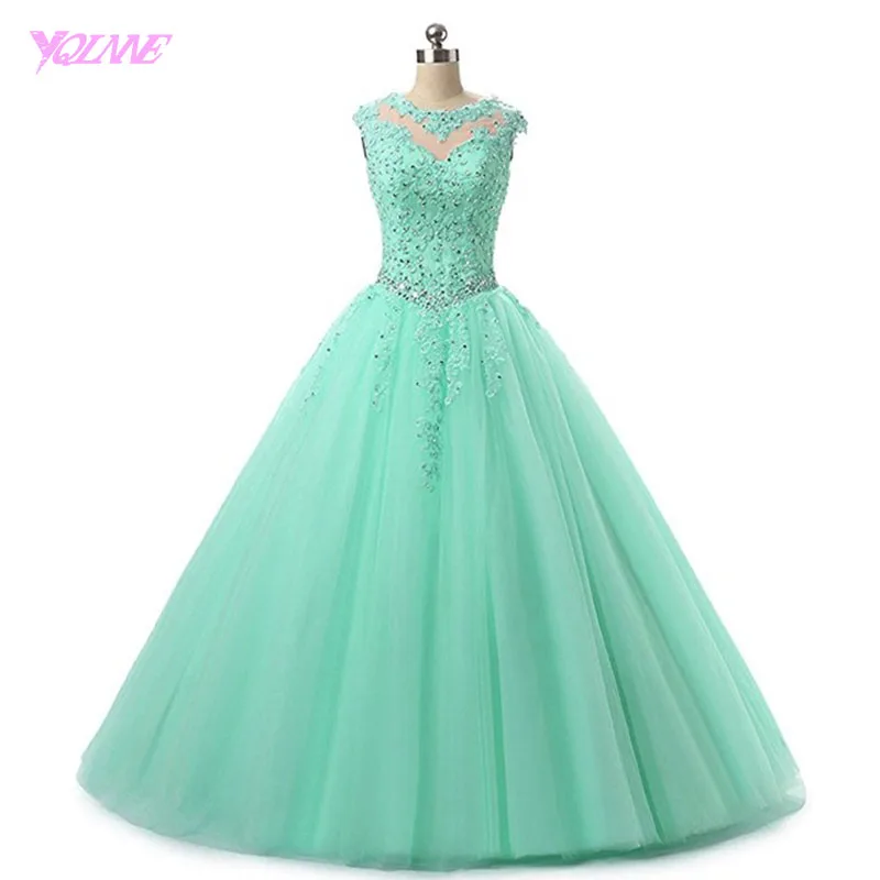 YQLNNE/розовое бальное платье Пышное Платье Vestidos De 15 Anos, фатиновое Платье на шнуровке, милое 16 - Цвет: Such as picture
