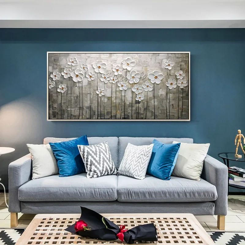 Картина на холсте quadros caudros decoracion палитра нож 3D текстура Цветочная живопись
