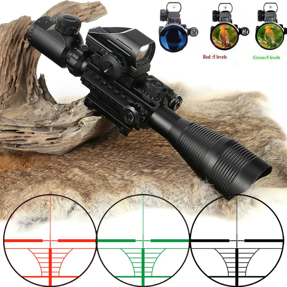 

Tactical 4-12X50 EG Riflescope Airsoft Weapon Hunting Riflescope Holographic Red Dot Sight Laser Illumination 4 Reticle Sight