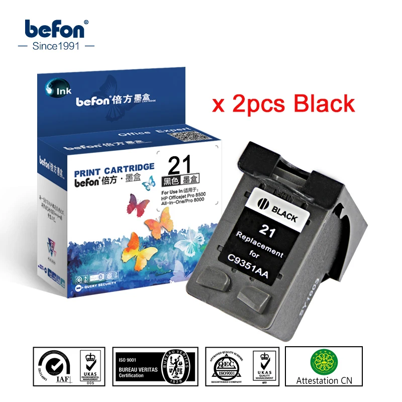 Befon X2 совместимый 21 черный картридж для HP Deskjet F2180 F2280 F4180 F4100 F2100 F2200 F300 D1500|ink