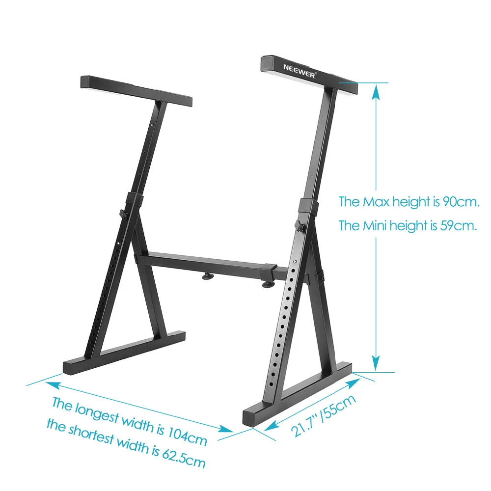 Подставка для клавиатуры Neewer Heavy Duty Z-style с регулируемой высотой 23,2-35," /59-90 см и регулируемой шириной 24,6-40,9"/62,6-104 см