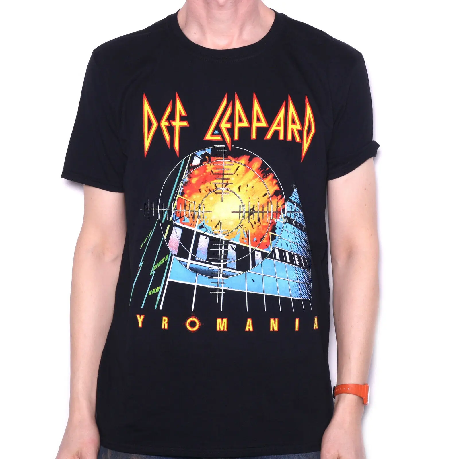 Def Leppard Футболка pyaria 100% Официальный классический рок футболка NWOBHM Fab! Дешевые