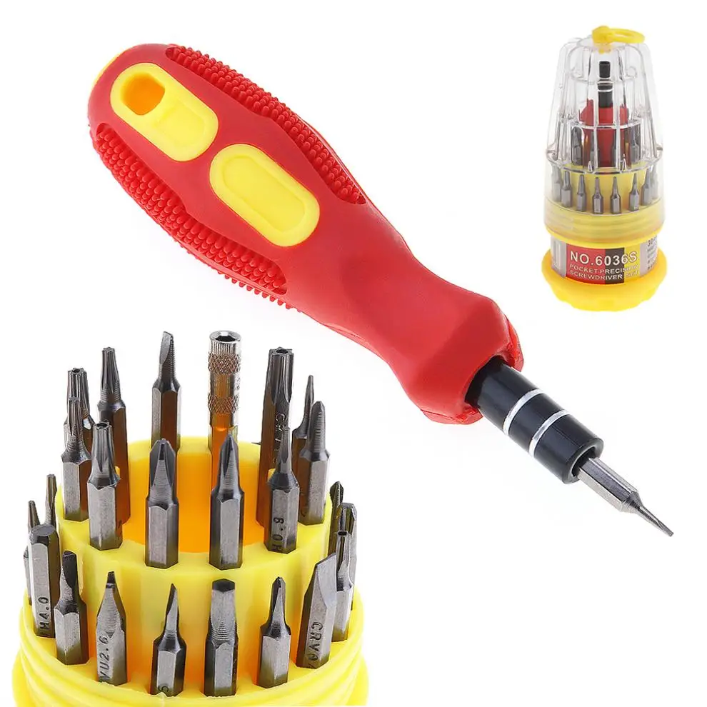 

1set Multifunction Precision Screwdriver Set with Rubber Handle and Pagoda Type Box for Mobile Phone / Laptop Repair