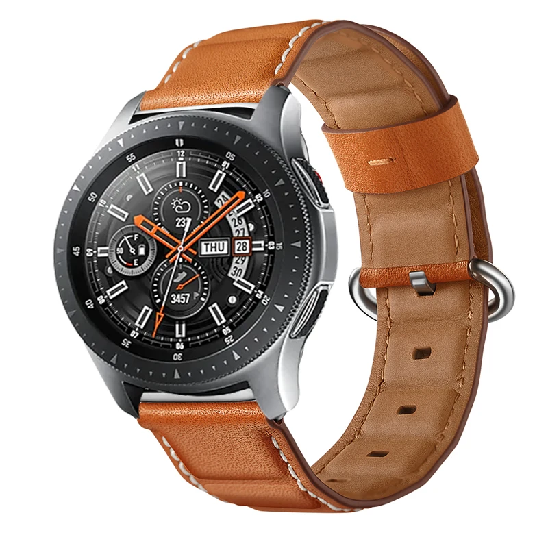Для Galaxy Watch 46 мм Натуральная кожа Бамбук Стиль ремешок на запястье для samsung Шестерни S3 браслета Amazfit 1/2 huawei GT ремешок для часов 22 мм - Цвет ремешка: Brown