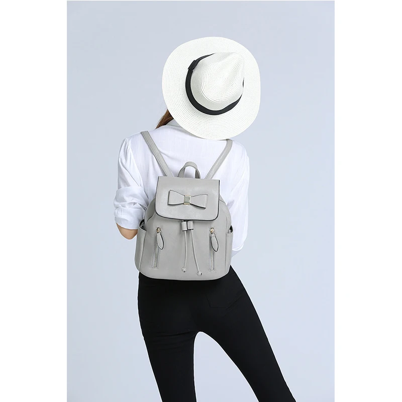 Принц Узел ПУ Кожи Женщин Рюкзаки школьные Сумки Женские Твердые Винтаж