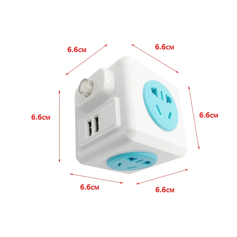 Universal standard cube socket 110-250V 10A 4 sockets with 2 USB ports 5V 2A adapter 2500W household | Обустройство дома