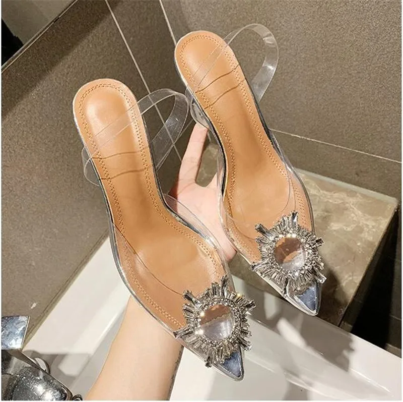 Silver pvc Пикантные босоножки из ПВХ на высоком каблуке; женские свадебные туфли серебристого цвета со стразами; вечерние туфли на высоком каблуке 7,5 см; Летние босоножки на высоком каблуке - Цвет: Silver pvc