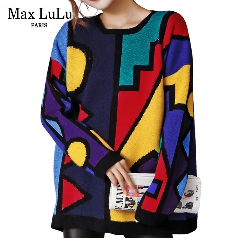 Женский трикотажный пуловер Max LuLu винтажный большого размера в Корейском стиле