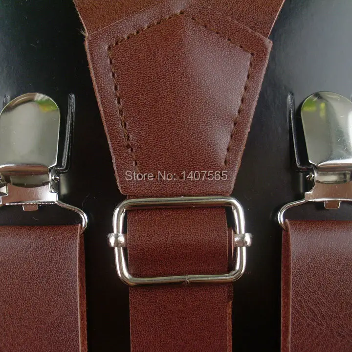 Подтяжки из искусственной кожи для мужчин и женщин Ширина 25 мм 120 см|leather suspenders for
