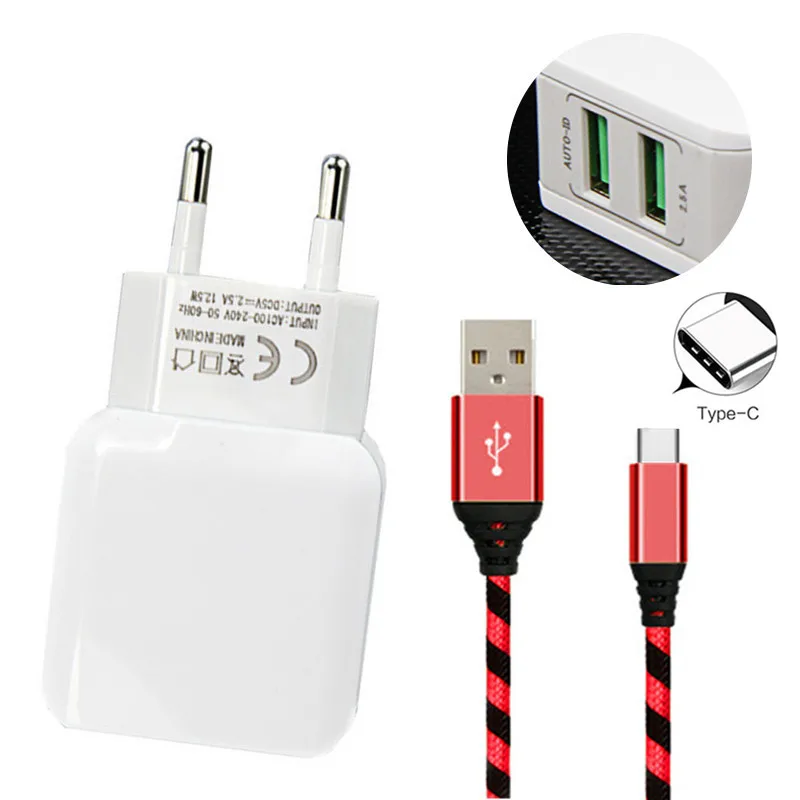 USB кабель для зарядки и штепсельная вилка европейского стандарта 2 м адаптер