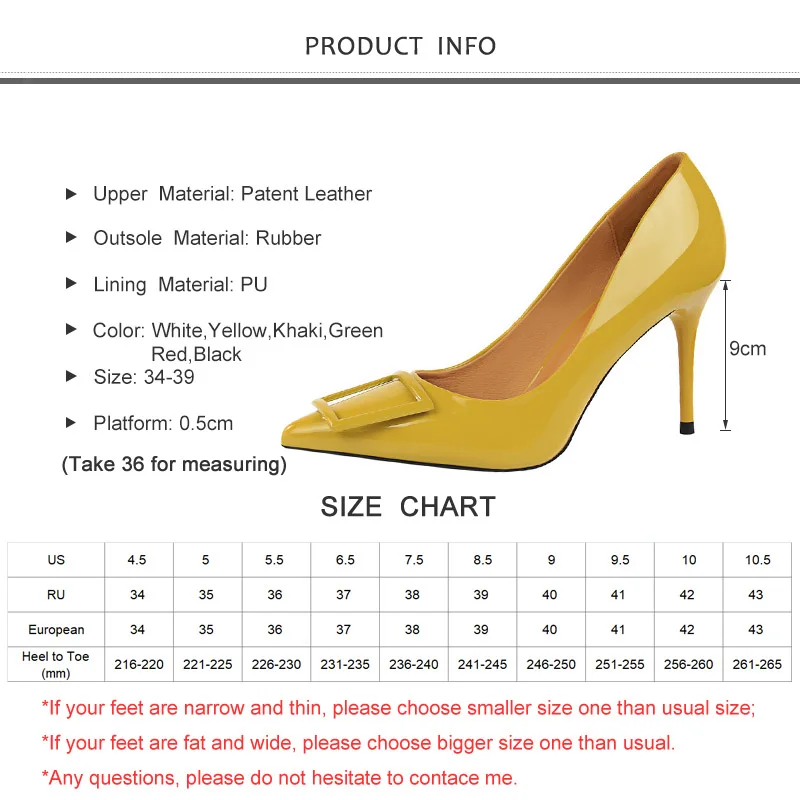 

2019 New Spring/Autumn Women Pumps High Thin Heel Pointed Toe Shallow Metal Sexy Office Ladies Women Shoes Yellow High Heels