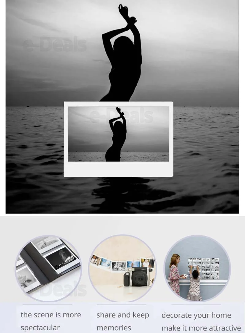 Аутентичная монохромная пленка Fujifilm Instax Wide Instant 20 100 листов для фотокамер FUJI 210