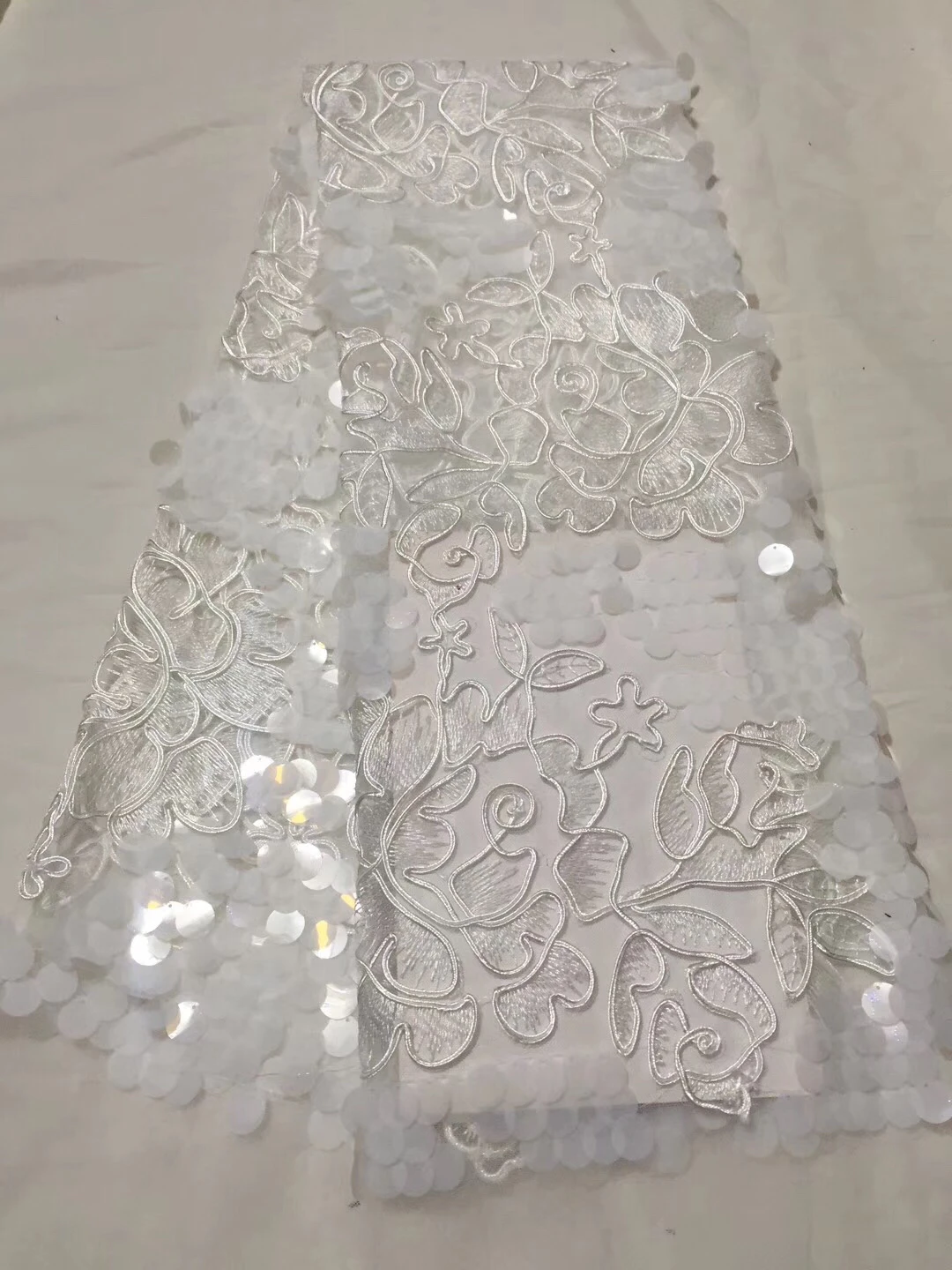 Nigerian French lace fabric latest golden African embroidery luxury sequin 5yard wedding | Дом и сад