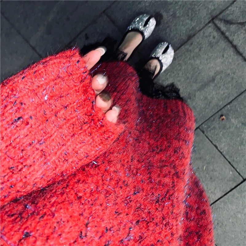Sweater autumn and winter women's new fashion wild red turtleneck sweater female loose hood long tops | Женская одежда