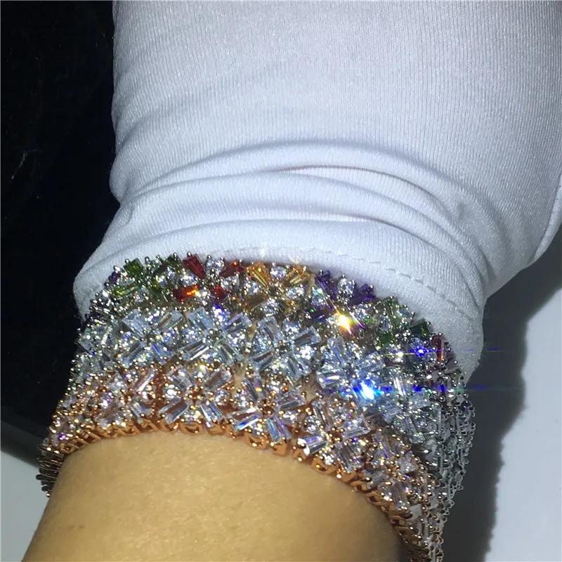 

Handmade Female Flower bracelet White Rose Gold Filled AAAAA cz Luxury Party wedding bracelets for women 2019 Fashion Jewerly