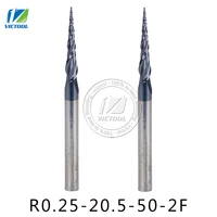 2pcslot r0 25d420 550l2f tungsten solid carbide coated taper ball nose end millstaper and cone bit wood
