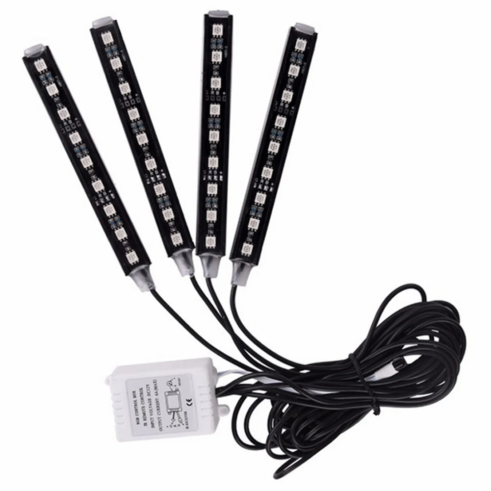 Интерьер автомобиля RGB цветной светодиодный 4 * полоса света атмосферная