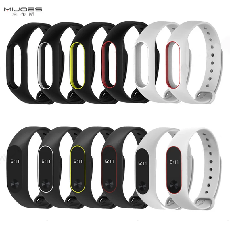 Цветной ремешок miband 2 reloj inteligente высококачественный силиконовый двухцветный