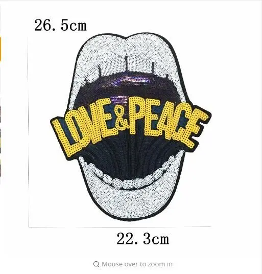 DZLarge Lips Patch for Clothes Fashion Paillettes Applique Sew/Iron on Embroidery Sequined Patches DIY Decoration Sticke | Дом и сад