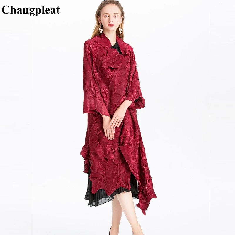 Женский Асимметричный Тренч Changpleat плиссированный однотонный длинный кардиган