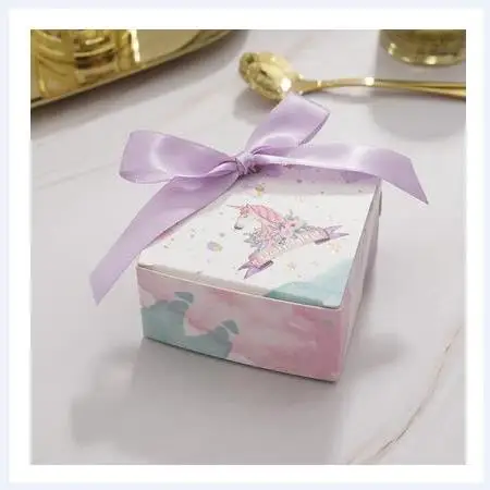 Unicorn 50 шт/100 шт коробка для конфет в форме бриллиантов, Свадебная подарочная коробка, коробки для шоколада, Подарочная коробка для детского душа с лентой - Цвет: Unicorn