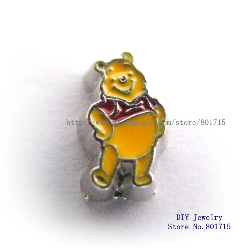 Плавающий медальон с мультяшным изображением медведя стеклянный Шарм для жизни