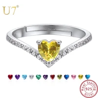 u7 november birthstone ring charm yellow cubic zircona 925 sterling silver vintage rings best gift for women party jewelry sc111