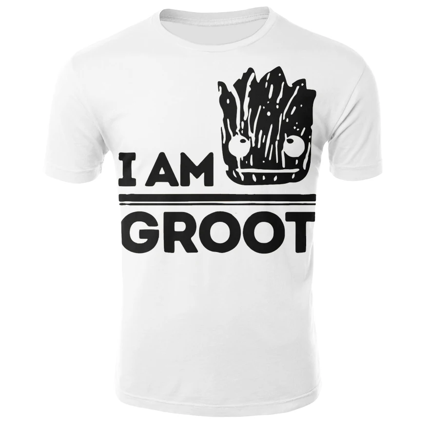 Мужская и женская футболка с 3D-принтом Off White Groot Повседневная изображением грута