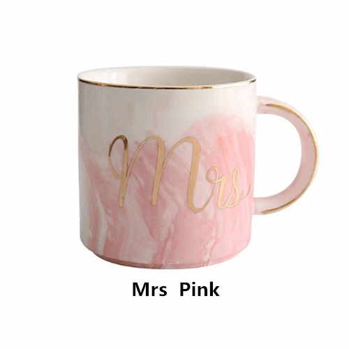 Mrs Pink Мраморные керамические кофейные кружки, чайная чашка, молоко, сок, лимон, кружка, позолота, кружки мистер и миссис, пара, подарок для влюбленных, Утренний завтрак, креативная чашка - Цвет: Mrs Pink