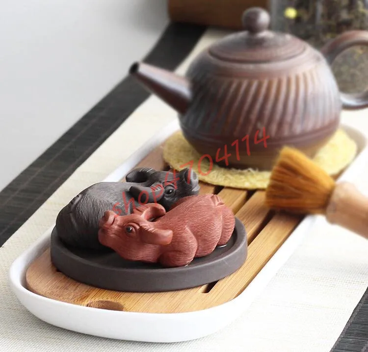 

Purple sand, tea pet, double ox gossip, ceramic Kungfu tea ceremony decorations, pure handmade, exquisite crafts, decorations
