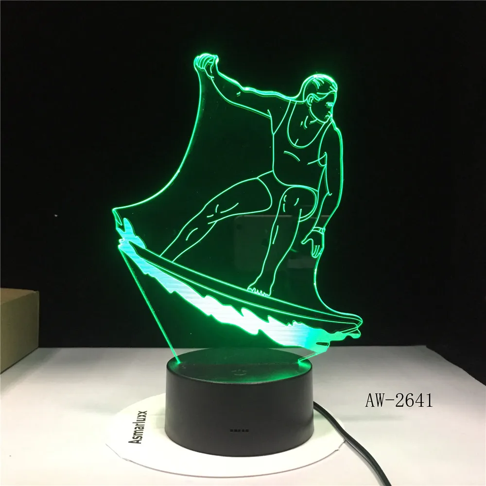 Серфинг 3D светодиодный светильник ing Цвет изменения Сенсор спортивные ночной