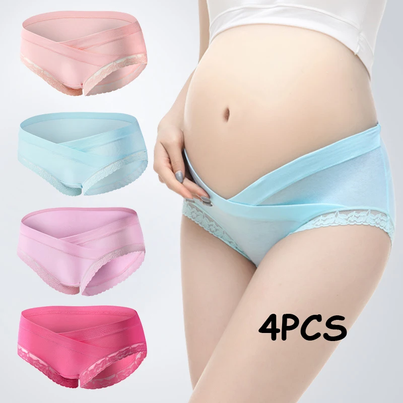 MMBABY Новый 4 шт./лот Материнство Трусики Хлопок Seamlesss Беременность низкой талией